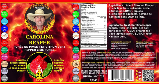 Unveiling Carolina Reaper Pepper and Lime Purée: The Pinnacle of Hot Pepper Sauce by Peppermaster