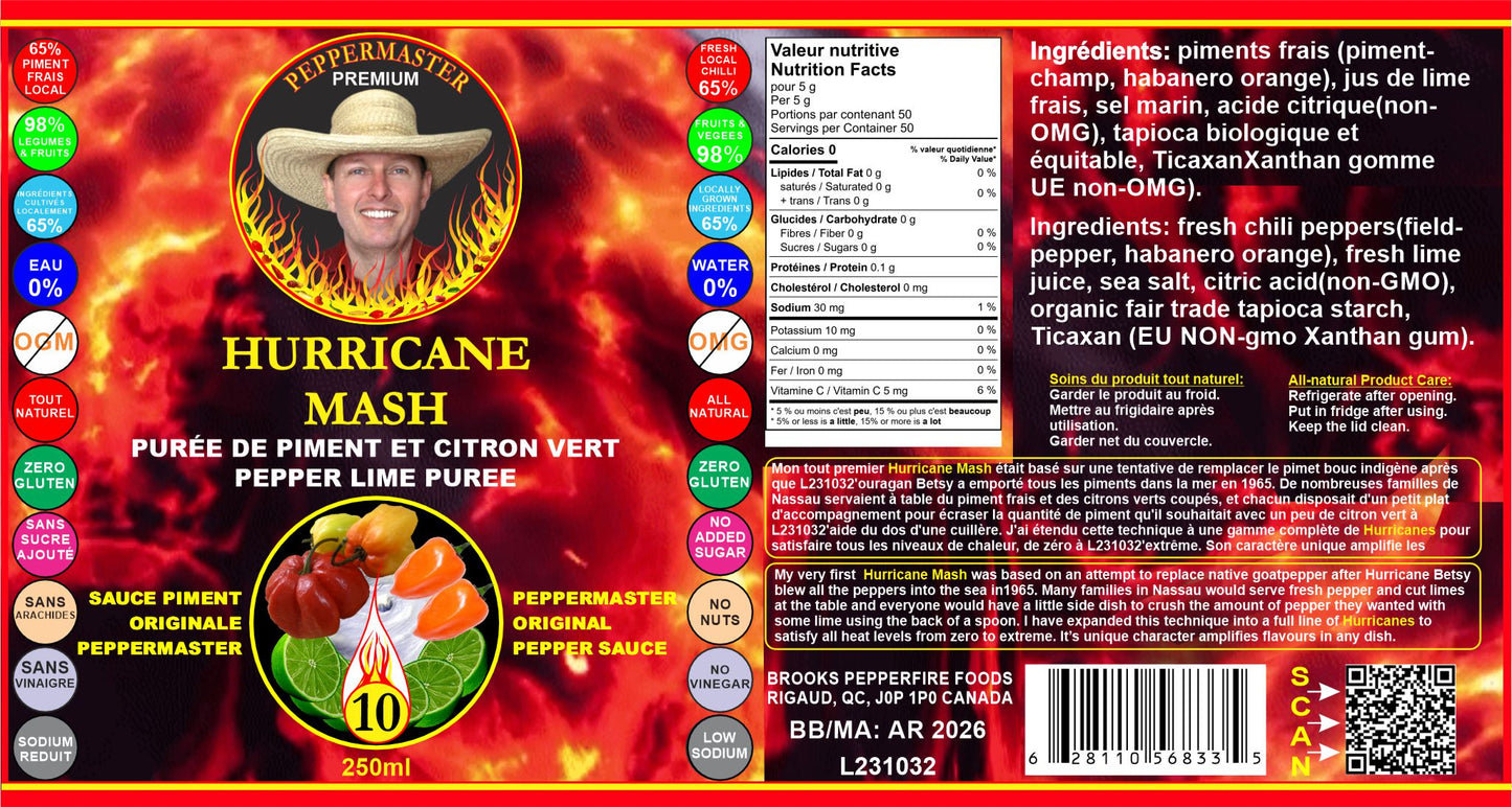 Hurricane Mash. The Original Pepper Lime Puree Hot Sauce.