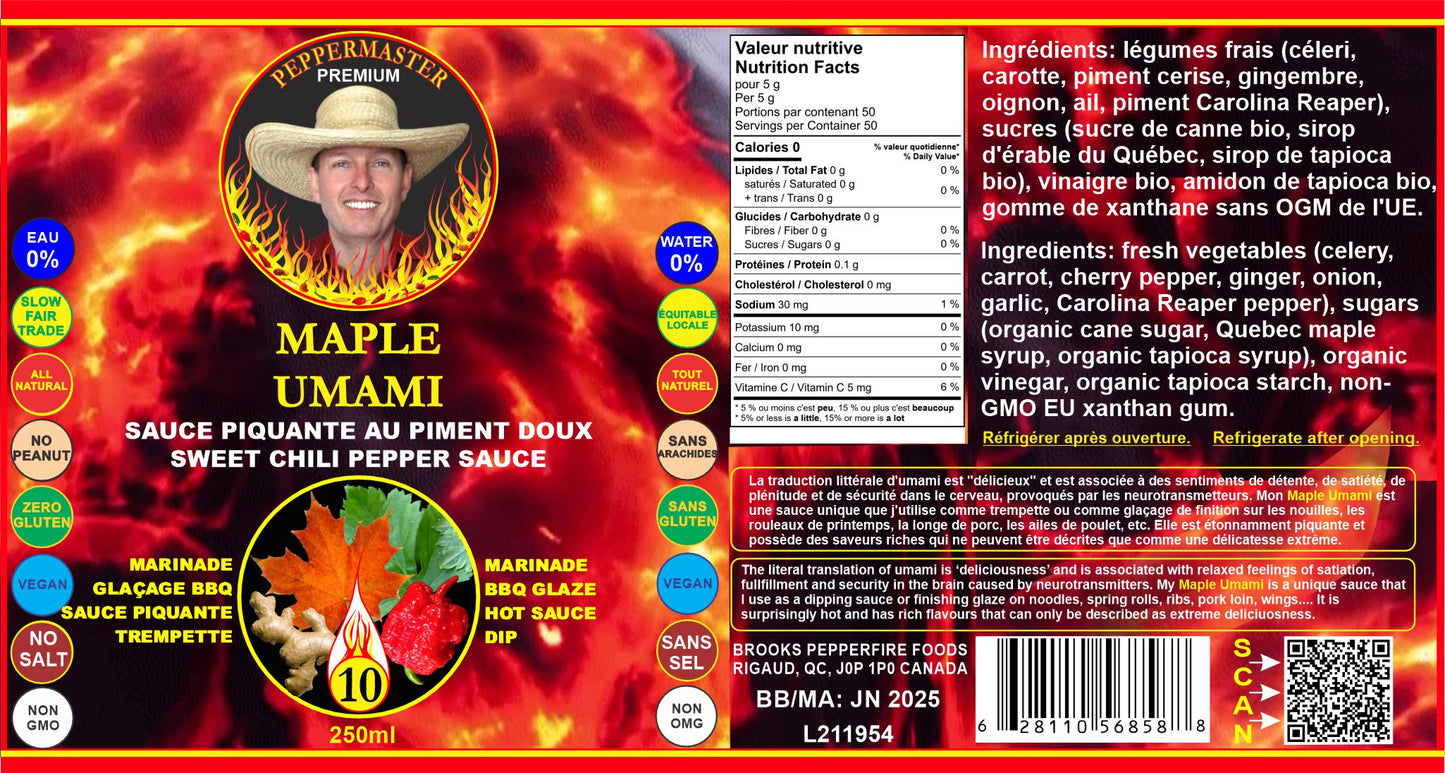 Spicy Maple Umami Sauce | Sweet, Savoury, Boldly Spicy Maple Umami Hot Sauce